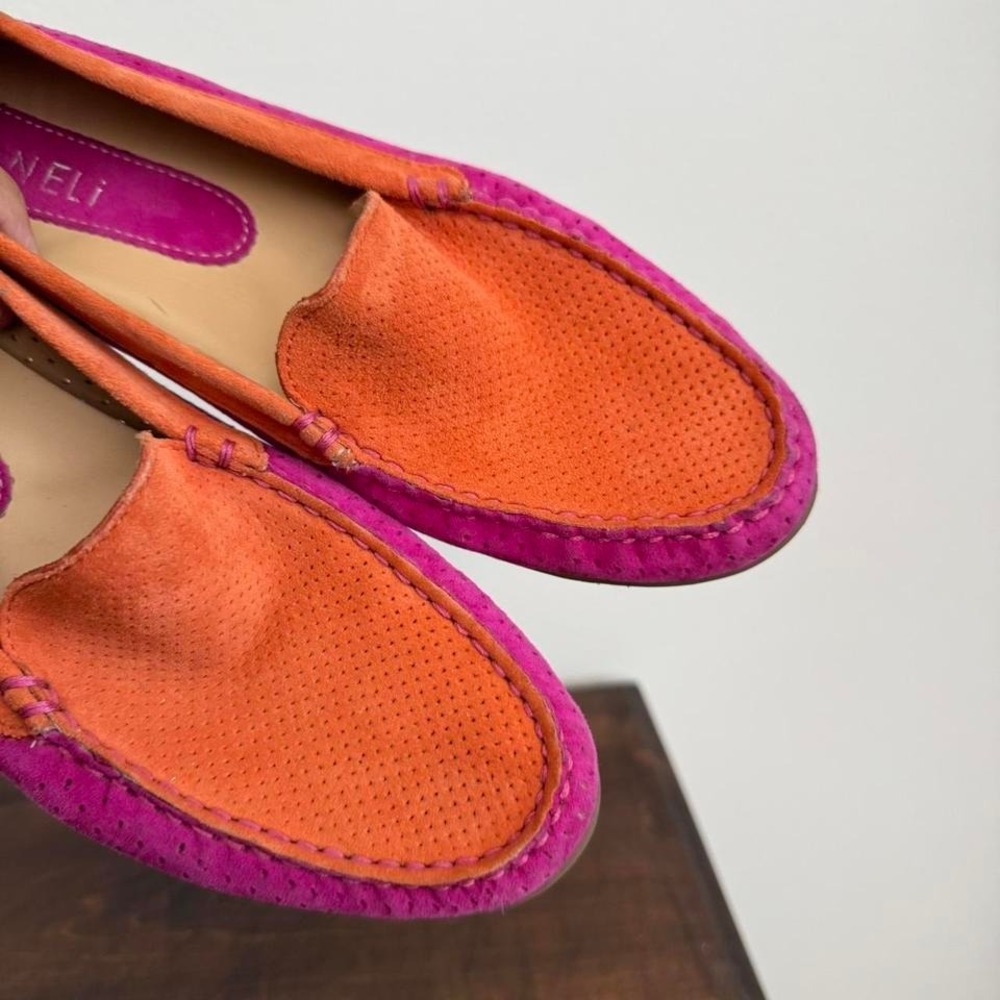 90s / Y2K Orange and pink suede loafer Size 8 Narrow - Picture 3 of 8